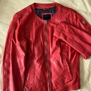 Mauritius red leather jacket size 8 for women
